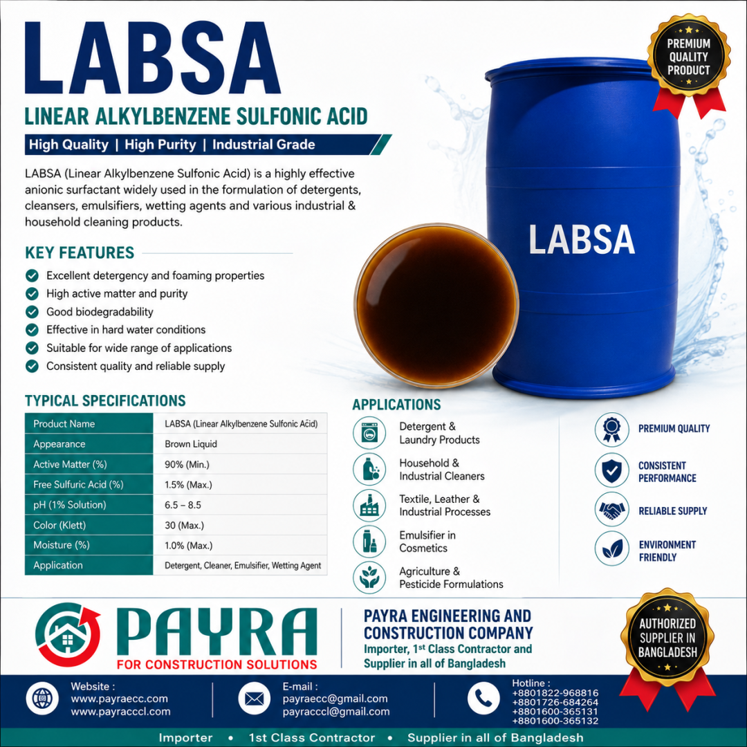 LABSA (Linear Alkyl Benzene Sulfonic Acid)250KG DRUMS