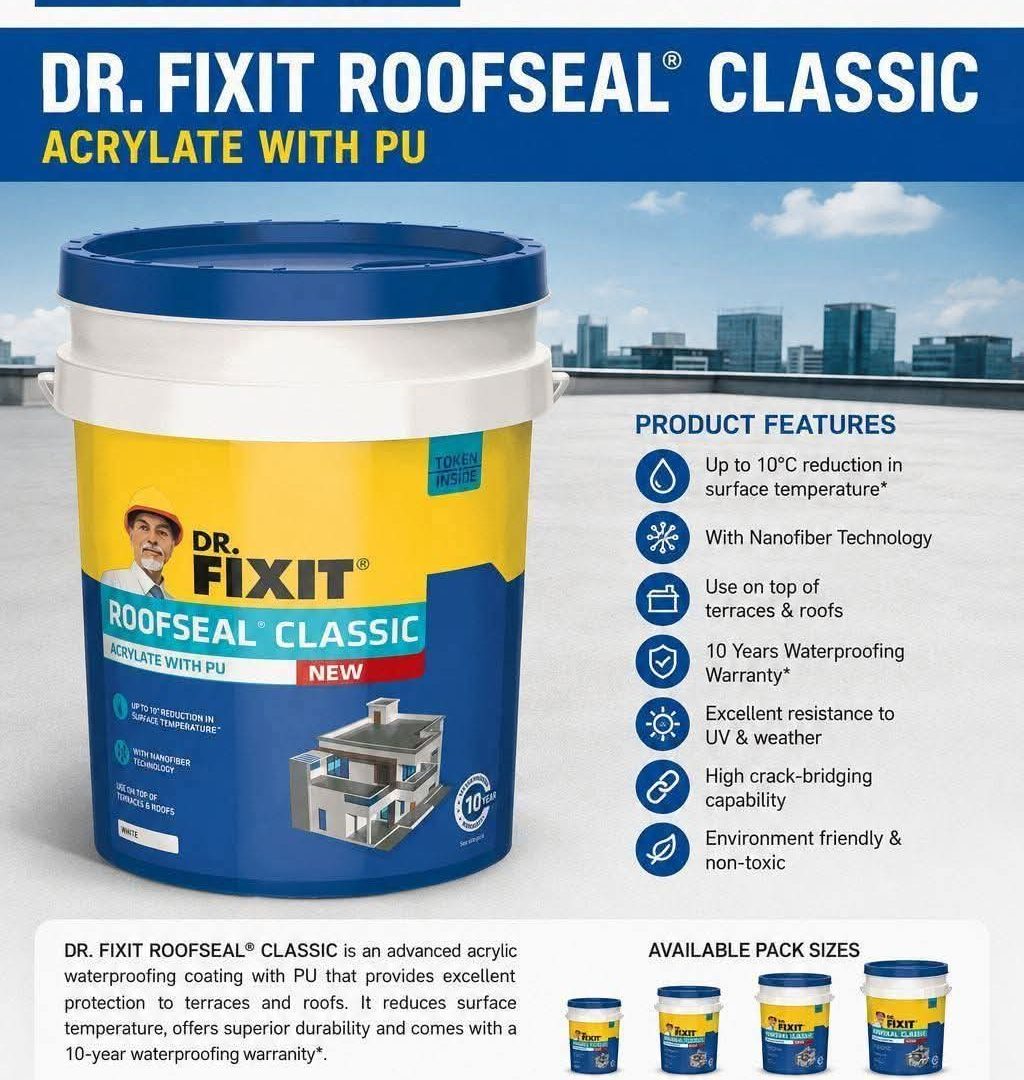 DR. FIXIT ROOFSEAL® CLASSIC : Premium Acrylic Waterproof Coating with PU Technology